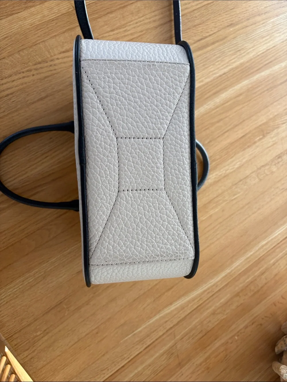 kate spade Cream and Black Pebbled Leather Dome Satchel